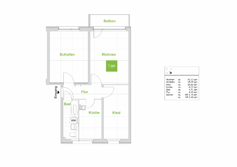 Schöne 3-Raumwohnung mit Einbauküche! - Foto 1