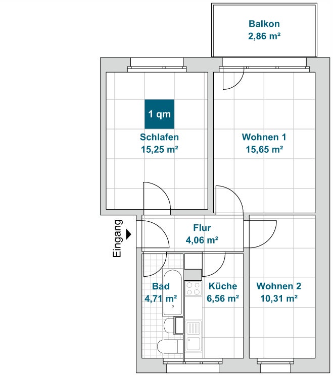 Tolle 3-Raumwohnung mit großem Balkon zum sofortigen Bezug! - Photo 2