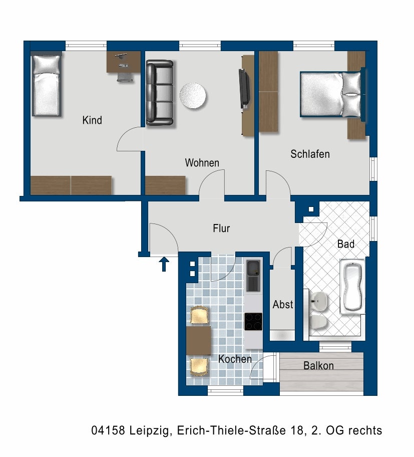 Schöne Drei-Zimmer-Wohnung mit Balkon - Photo 4