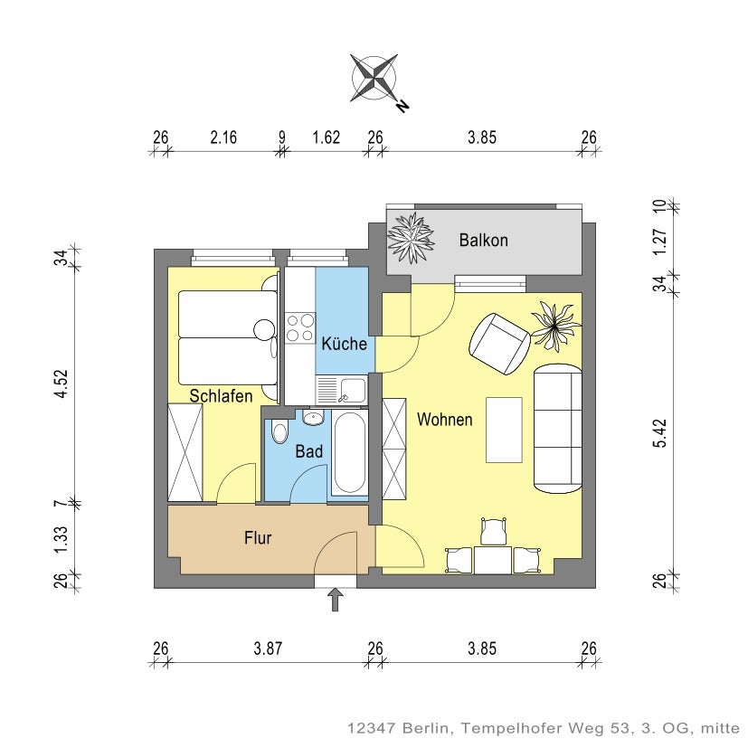 تصویر Wohnung bei Deutsche Wohnen · Tempelhofer Weg 53, 12347 Berlin