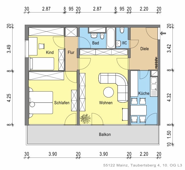 Traumhafte 3-Zimmer-Wohnung mit Weitblick über Mainz und großem Balkon - Foto 1