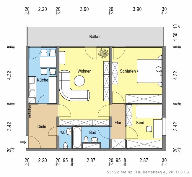 Helle 3-Zimmer-Wohnung mit großem Balkon und traumhaftem Blick über Mainz - Photo 1