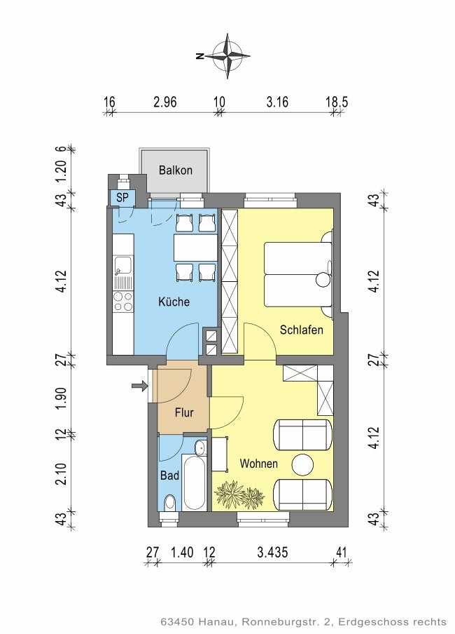 Schöne 2-Zimmer-Wohnung mit Tageslichtbad und Balkon im Limes-Quartier zu vermieten - Foto 5