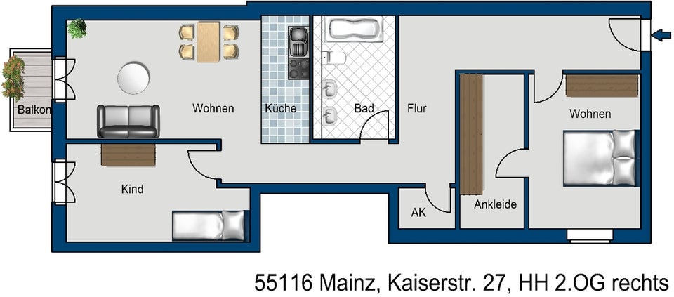 Stilvolle 3-Zimmer-Wohnung mit großer Dachterrasse - Foto 1