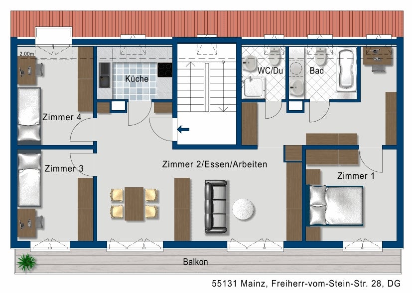 Großzügige 4-Zimmer-Wohnung mit langem Balkon – ideal für Paare & Familien im 4. Obergeschoss - Foto 5