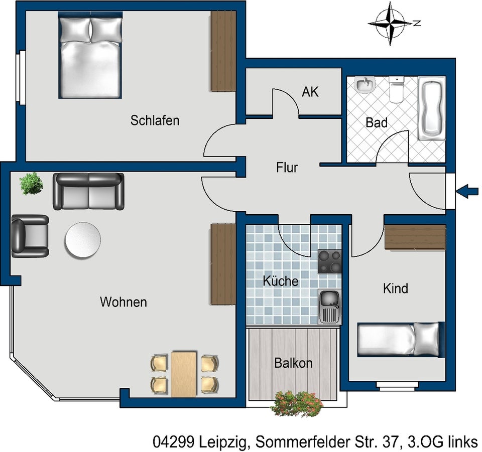 In Sanierung: Zwei-Zimmer-Wohnung mit Balkon - Foto 2
