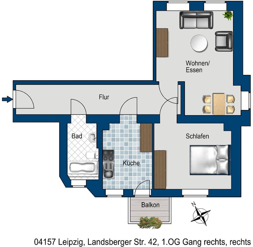 Sanierte 2-R Wohnung mit Balkon zu vermieten - Foto 3