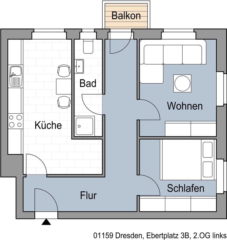 Schöne 2 Raumwohnung mit Balkon. WG geeignet - Photo 2