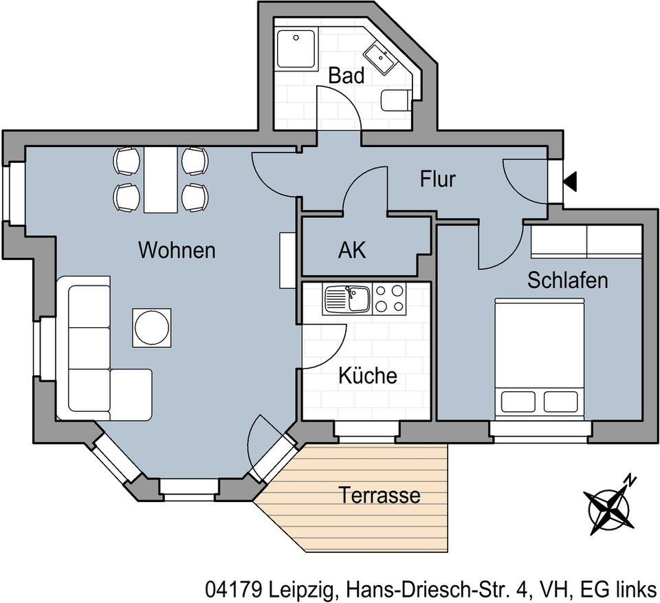 Leipzig Leutzsch- 2 Zimmer Wohnung mit Terrasse - Foto 5