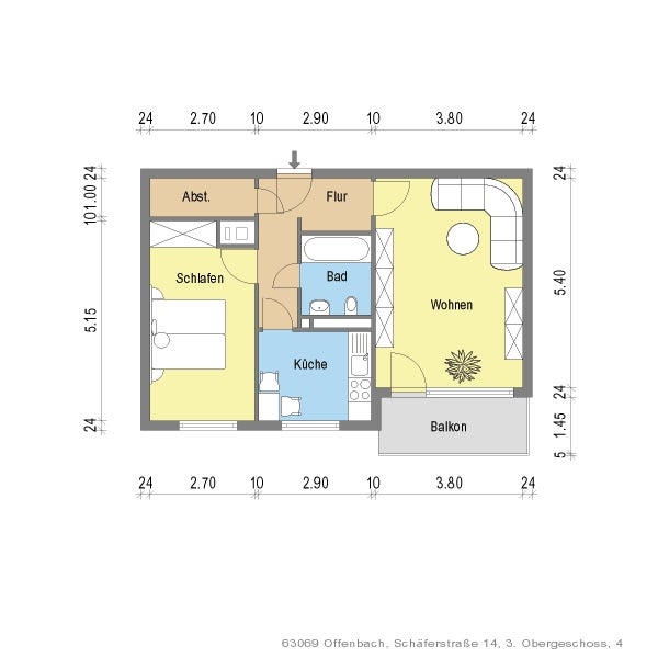 Zentrale 2-Zimmerwohnung mit Balkon - Photo 4