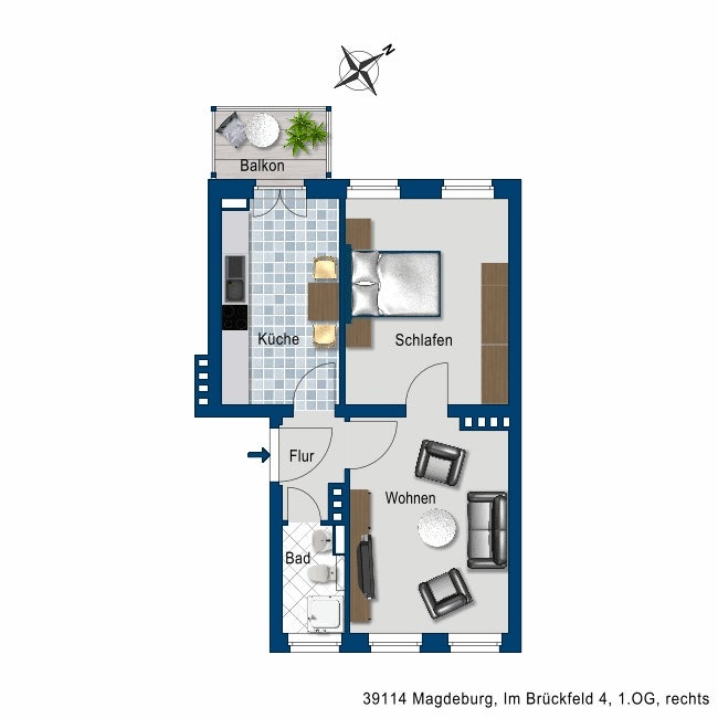 Attraktive 2-Raum-Wohnung mit Balkon im beliebten Stadtteil Cracau - Foto 4