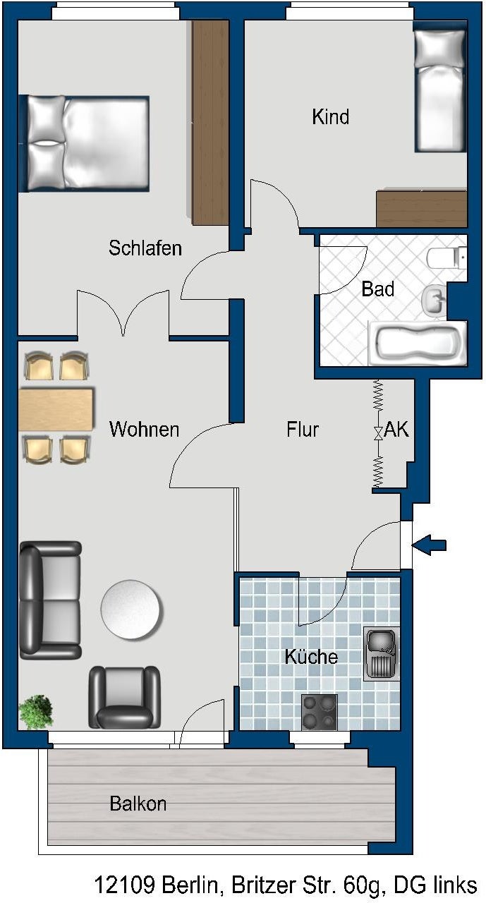 تصویر Wohnung bei Deutsche Wohnen · Britzer Str. 60G, 12109 Berlin