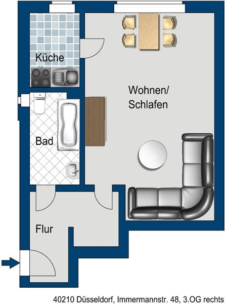 Mittendrin - Sanierte 1-Zimmer-Wohnung auf der Immermannstraße - Photo 5