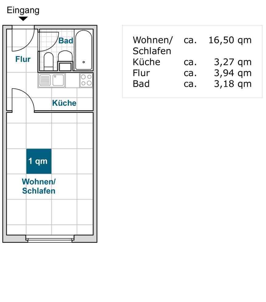 Eine 1 Raumwohnung mit Küchenzeile - für Studenten/Azubis - Foto 2
