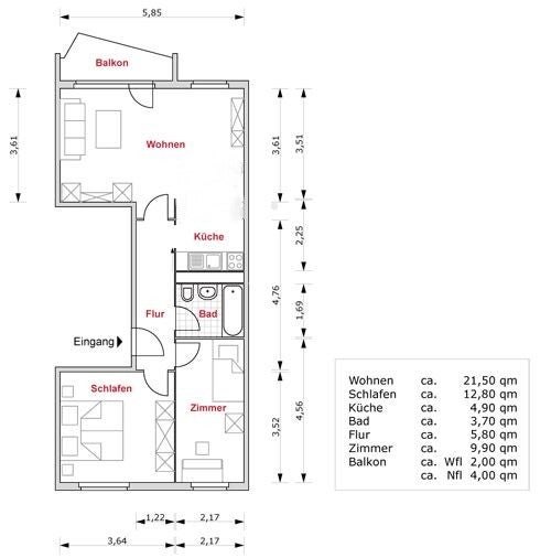2,5-Zimmer-Wohnung in der Nähe des Thüringen Park! - Foto 2