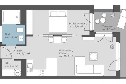 تصویر Wohnglück - 2-Zi.-Wohnung im Neubau mit Terrasse und Einbauküche