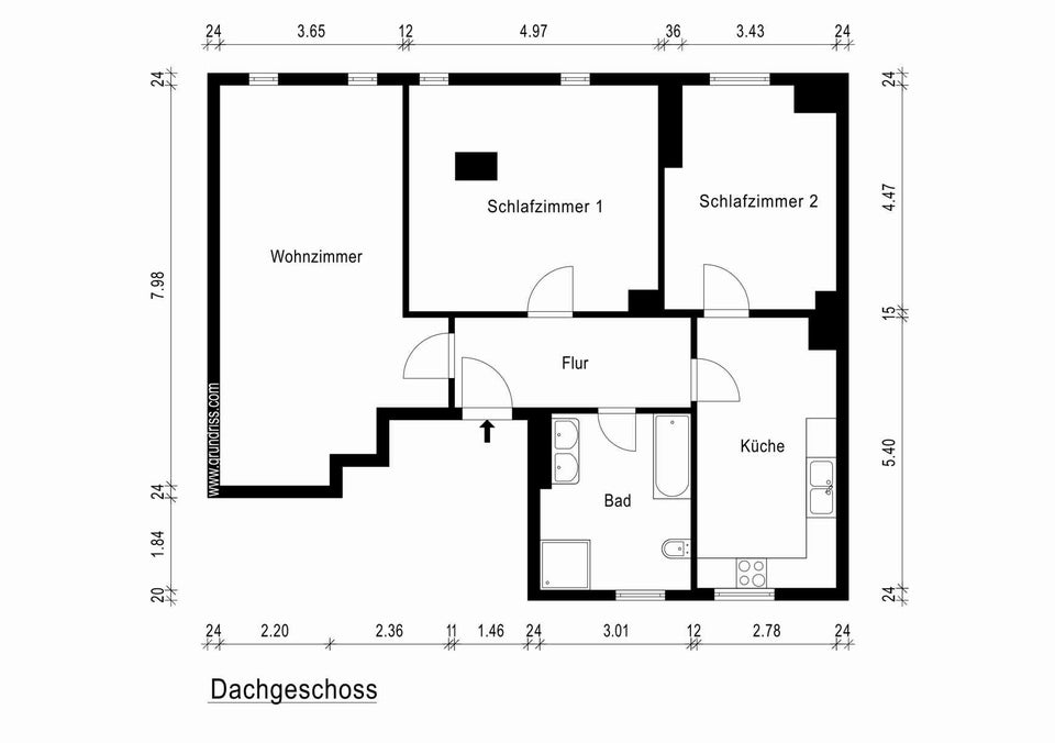 Gemütliche 3-Zimmer-Wohnung im DG - Foto 5